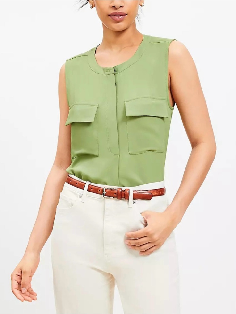 LOFT Green Sleeveless Blouse